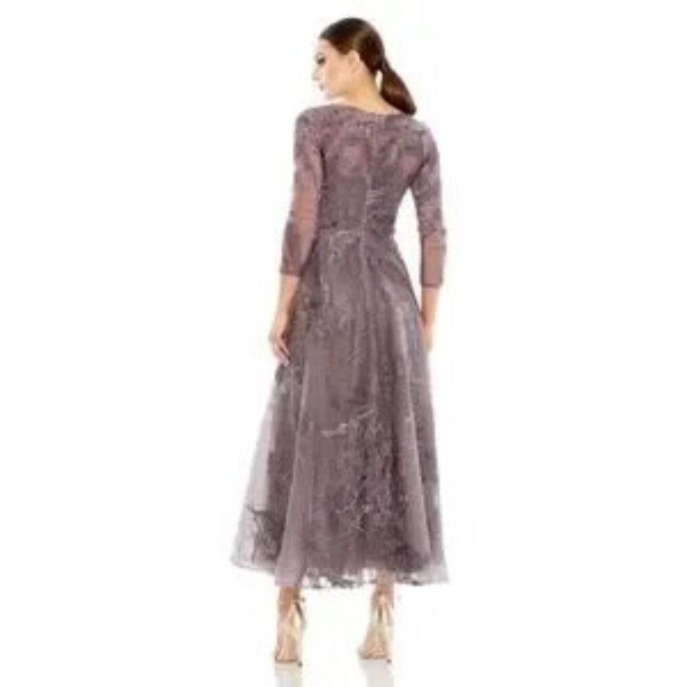 Mac Duggal 20336 | Purple Embellished | Wrap Over 3/4 Sleeve Dress | Women’s 18